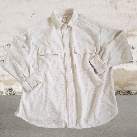 H&M Tops - H&M Women's Textured Cream Shacket Jacket - Size XL